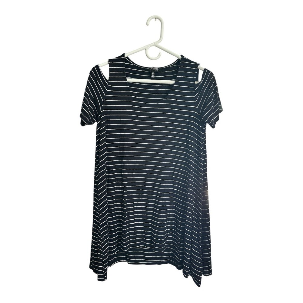 Jones New York Black and White Striped Tee